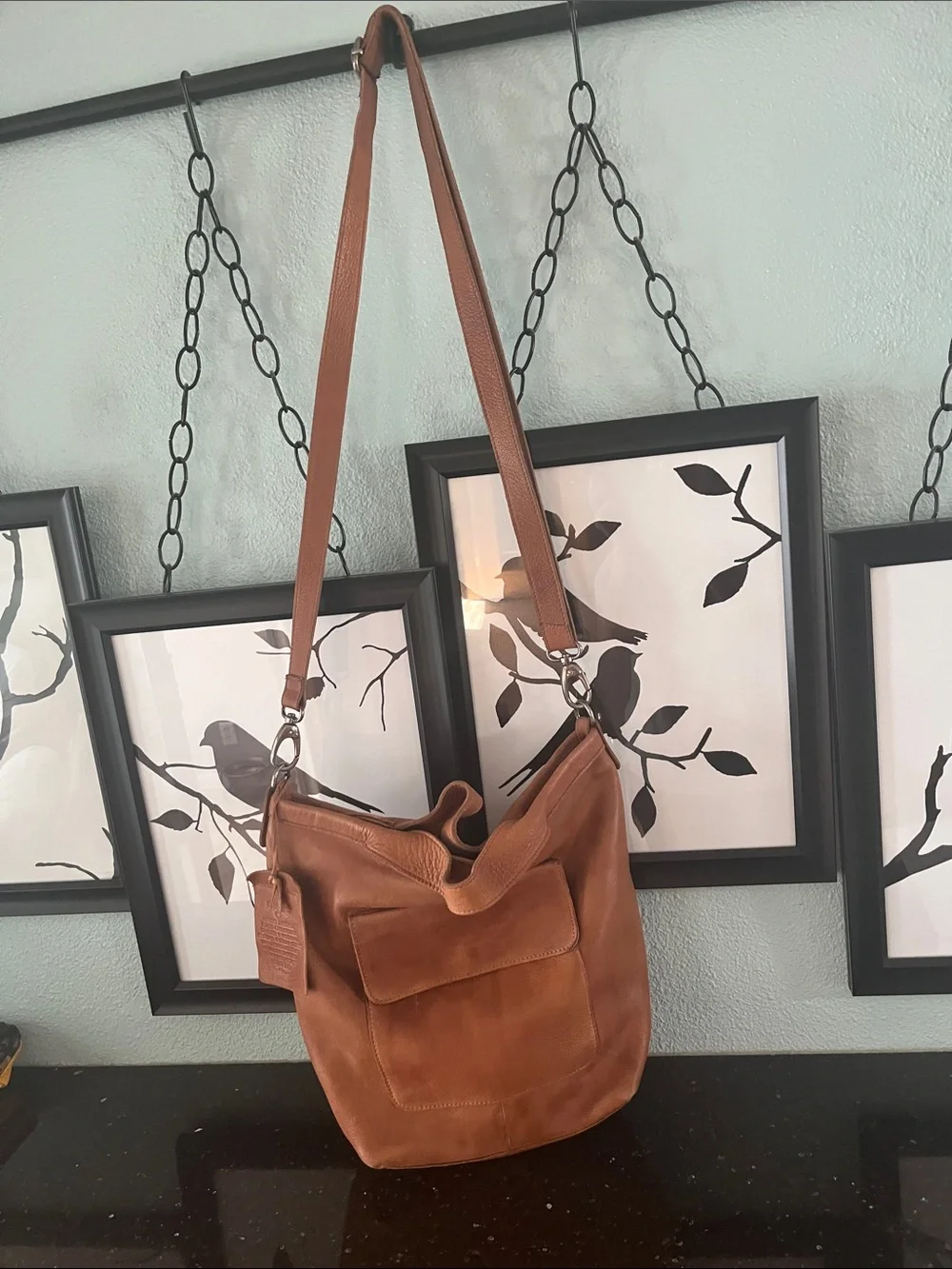 Latico Orange Leather Hobo Bag